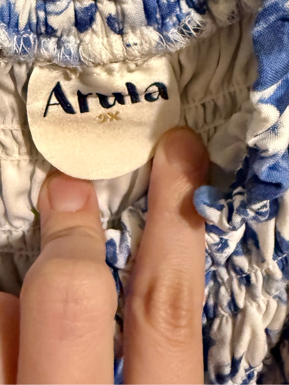 ARULA Blue and White Floral Smocked Maxi Dress LIKE NEW - Picture 5 of 7